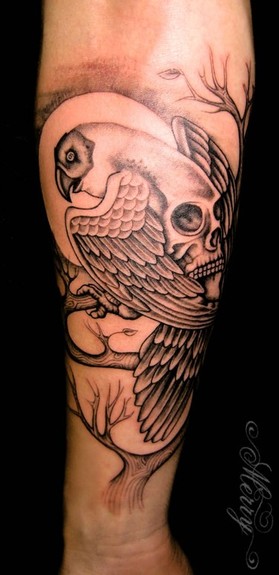 Tattoos - Merry Wilson - Bird/Skull Tattoo